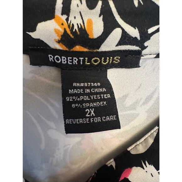 Robert Louis Floral Long Sleeve Dress Women’s 2X Tie Waist - Picture 5 of 6